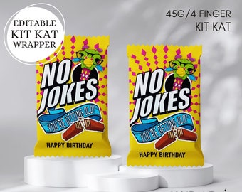EDITABLE Birthday Chocolate Candy Bar Wrapper | Personalised Kit Kat Wrapper | Happy Birthday Wrap | Printable Funny Label INSTANT DOWNLOAD