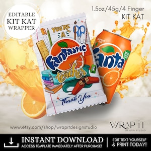 BEWERKBARE Leraar Waardering Chocolade Cadeauverpakking Sjabloon | Afdrukbare leraar Bedankkaart | Fantastisch lerarenlabel | Canva-sjabloon