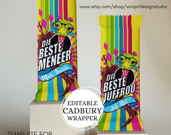 EDITABLE Teacher Appreciation Gift Chocolate Wrapper | Dankie Juffrou en Meneer Sjokolade Geskenk | Candy Bar Label Printable Template Card