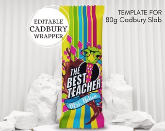 EDITABLE Teacher Appreciation Gift Chocolate Wrap | Best Teacher | Candy Bar Label | Canva Wrapper Template Printable Teacher Thank You Card