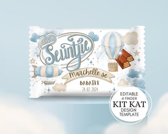 EDITABLE Baby Shower Gift Favor Chocolate Wrapper Template | Hot Air Balloon Boy | Afrikaans Sjokolade Geskenk | Candy Bar Label | Printable