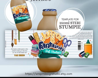 EDITABLE Teacher Appreciation Sticker Template for Flavoured Milk | Printable Thank You Card | Canva Template | Dankie Juffrou en Meneer