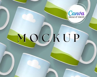 White Mug Mockup Blank Mug Mockup Canva Drag And Drop Coffee Mug Mockup Template Party Favor Editable Styled Mug Mockup 11 oz Mock Up Teal