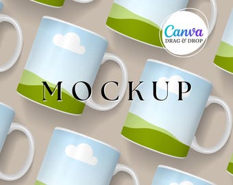 White Mug Mockup Blank Mug Mockup Canva Drag And Drop Coffee Mug Mockup Template Party Favor Editable Styled Boho Mockup 11 oz Mockup Beige