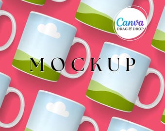 White Mug Mockup Blank Mug Mockup Canva Drag And Drop Coffee Mug Mockup Template Party Favor Editable Styled Mug Mockup 11 oz Mock Up Pink