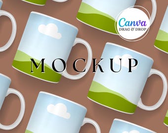 White Mug Mockup Blank Mug Mockup Canva Drag And Drop Coffee Mug Mockup Template Party Favor Editable Styled Mug Mockup 11 oz Mock Up Brown