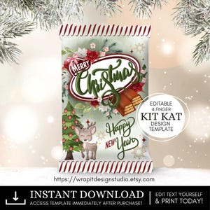 EDITABLE Christmas Chocolate Candy Bar Wrapper | DIY KitKat Canva Template | Personalized Chocolate  Label Gift Printable Wrap