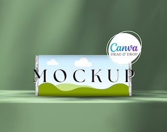 Chocolate Bar Mockup Blank Candy Bar Wrapper Mockup Canva Drag & Drop Mockup Template Party Favor Editable Hersheys Bar Mockup Wedding Favor