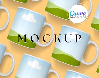 White Mug Mockup Blank Mug Mockup Canva Drag And Drop Coffee Mug Mockup Template Party Favor Editable Styled Mug Mockup 11 oz Mockup Mustard
