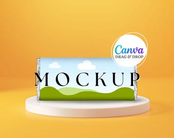 Chocolate Bar Mockup Blank Candy Bar Wrapper Mockup Canva Drag & Drop Mockup Template Party Favor Editable Hersheys Bar Mockup Wedding Favor