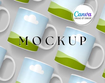 White Mug Mockup Blank Mug Mockup Canva Drag And Drop Coffee Mug Mockup Template Party Favor Editable Styled Mug Mockup 11 oz Mock Up Grey