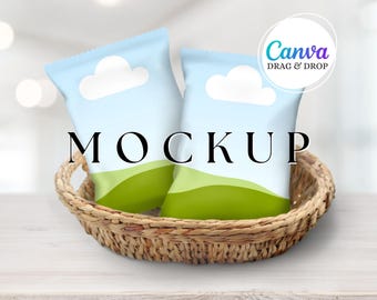Chip Bag Mockup Blank Chip Bag Wrapper Mockup Canva Drag And Drop Mockup Template Party Favor Editable Chip Bag Mockup Chip Packet Crisp Bag