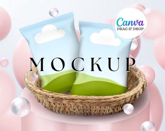 Chip Bag Mockup Blank Chip Bag Wrapper Mockup Canva Drag And Drop Mockup Template Party Favor Editable Birthday Mockup Pink Girl Baby Shower