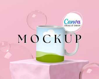 White Mug Mockup Blank Mug Mockup Canva Drag And Drop Coffee Mug Mockup Template Party Favor Editable Styled Mug Mockup 11 oz Mock Up Pink