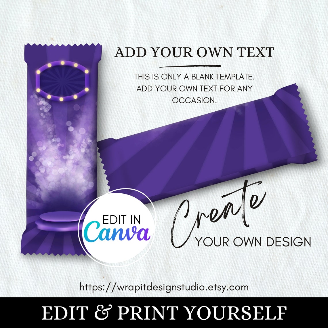 EDITABLE Blank Chocolate Bar Wrapper Label Template | Wedding Favor ...