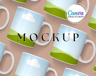 White Mug Mockup Blank Mug Mockup Canva Drag And Drop Coffee Mug Mockup Template Party Favor Editable Styled Mug Mockup 11 oz Mock Up Cream