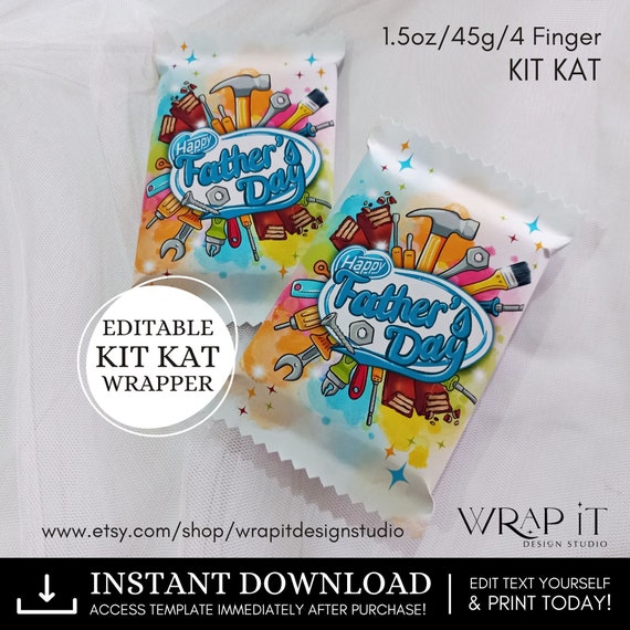 EDITABLE Father's Day Chocolate Gift Wrapper | Printable KitKat Bar Label | Dad Gift | DIY Chocolate Template | Father's Day Wrap | Canva