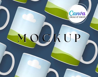 White Mug Mockup Blank Mug Mockup Canva Drag And Drop Coffee Mug Mockup Template Party Favor Editable Styled Mug Mockup 11 oz Mock Up Navy