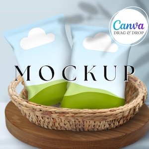 Chip Bag Mockup Blank Chip Bag Wrapper Mockup Canva Drag And Drop Mockup Template Party Favor Editable Birthday Mockup Blue Boy Baby Shower