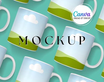 White Mug Mockup Blank Mug Mockup Canva Drag And Drop Coffee Mug Mockup Template Party Favor Editable Styled Mockup 11 oz Mockup Turquoise