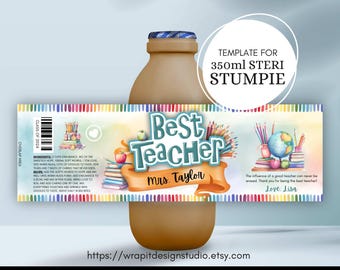 EDITABLE Teacher Appreciation Gift | Printable Teacher Appreciation Thank You Card | Milk Label Canva Template | Best Teacher