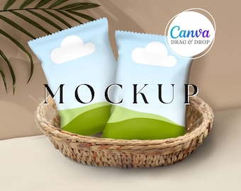 Chip Bag Mockup Blank Chip Bag Wrapper Mockup Canva Drag And Drop Mockup Template Party Favor Editable Chip Bag Mockup Chip Packet Crisp Bag