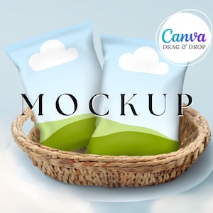 Chip Bag Mockup Blank Chip Bag Wrapper Mockup Canva Drag And Drop Mockup Template Party Favor Editable Birthday Mockup Blue Boy Baby Shower