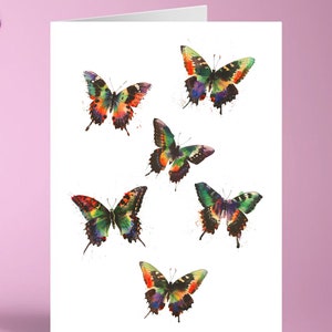 Wenskaart Vlinder Aquarel Kunst Natuur Wenskaart Vlinder Japanse Inkt Kunstwerk Vlinder Cadeau