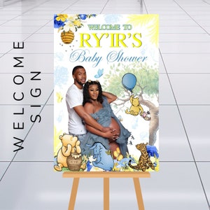 Winnie the Pooh Baby Shower Welcome Sign: Personalized Photo (Digital)