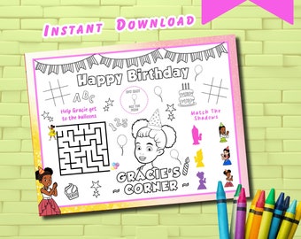 グレイシーズ・コーナーの誕生日ぬり絵ページ（すぐにダウンロード）