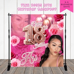 18th Birthday Backdrop, 18th Birthday Banner, Photo Backdrop