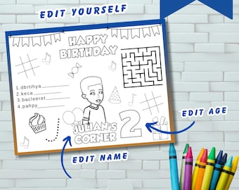 Gracies corner coloring page, Gracie’s corner activity sheet, boys digital download, boys birthday party
