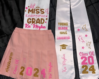 Conjunto de falda de graduación de jardín de infantes, traje de graduación, clase de 2024, conjunto de posgrado