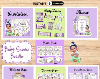 Princess Tiana Baby Shower Bundle, Princess and Frog Baby Shower Complete Bundle, Tiana Baby Shower Decor