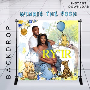 Winnie Backdrop, Winnie the Pooh Baby shower, Digital File