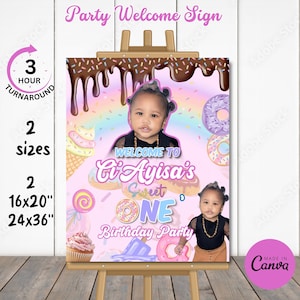 Sweet One Welcome Sign, Sweet One Birthday, Girls 1st Birthday, Sweet One Party, Donut Welcome Sign