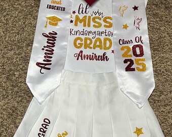 Custom Kindergarten Graduation Outfit: Skirt Set, Shirt Stole