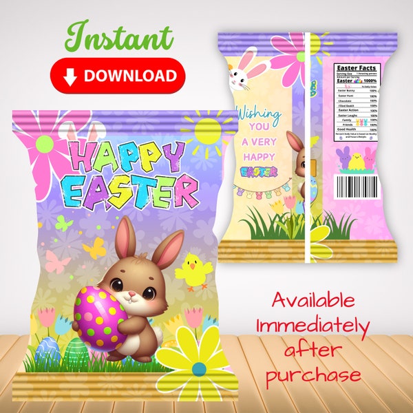 Easter Chip Bag, Easter Bunny Chip Bag,INSTANT DOWNLOAD