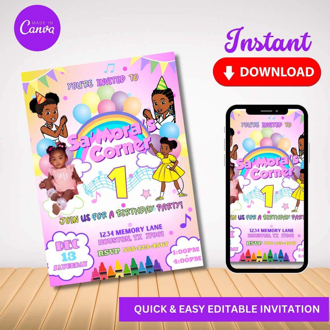 Gracies Corner Birthday Invitation, Editable Invite, Instant Download