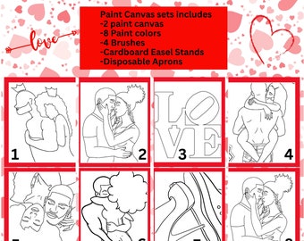 Couple DIY Paint party, Date night Painting kit, Sip and Paint Outline