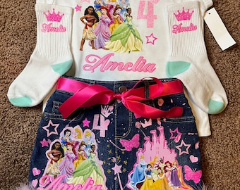Tenue d'anniversaire de princesse personnalisée, vêtements de fête personnalisés pour toute-petite fille