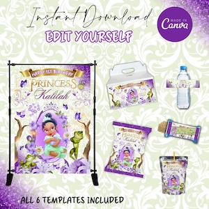 Baby Tiana Birthday Party Printables: Editable Template (Digital File)