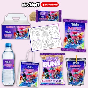 Editable Trolls Birthday Party Bundle (Instant Download)