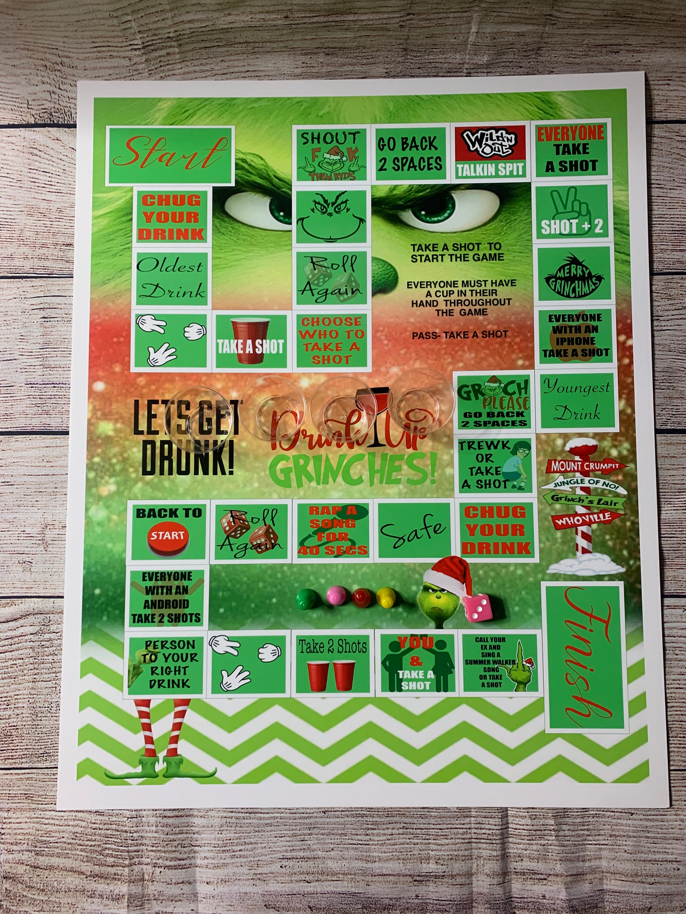 Drink up Grinchmas Drinking Board Game, Christmas Night, Drinking Game