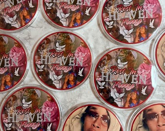 Custom Memorial Button Pins | Funeral Favors & Celebration of Life Keepsakes | Personalized In Loving Memory Photo Buttons | Remembrance