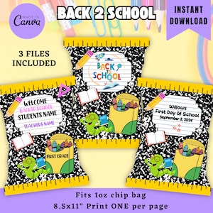 Back to school Chip Bag, Back to school party, school template, edit yourself