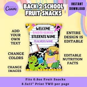 Back to school Fruit Snacks, Back to school party, school template, edit yourself