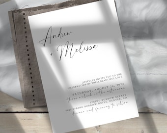 Editable Modern Invite | Minimalist Wedding | Modern Wedding Invitation Template | Digital Download | Customizable Wedding Invitation A6
