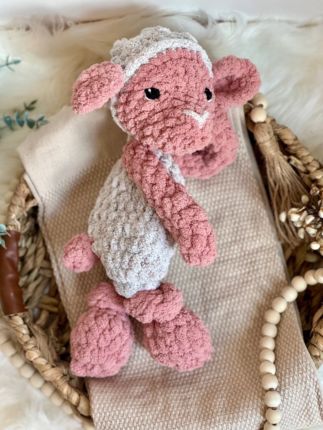 Plush Lamb Lovey Handmade Crocheted Lamb Handmade Sheep Lovey Crochet