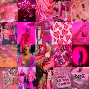 Hot Pink Trendy Baddie Lifestyle Wall Collage Kit | 25-100 Images | PHYSICAL PRINTS